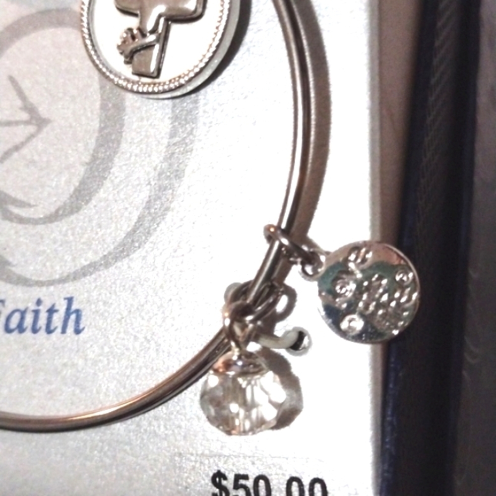 LOVE THIS LIFE FAITH STERLING SILVER EXPANDABLE BRACELET W/CHARMS-NWT - Picture 3 of 9